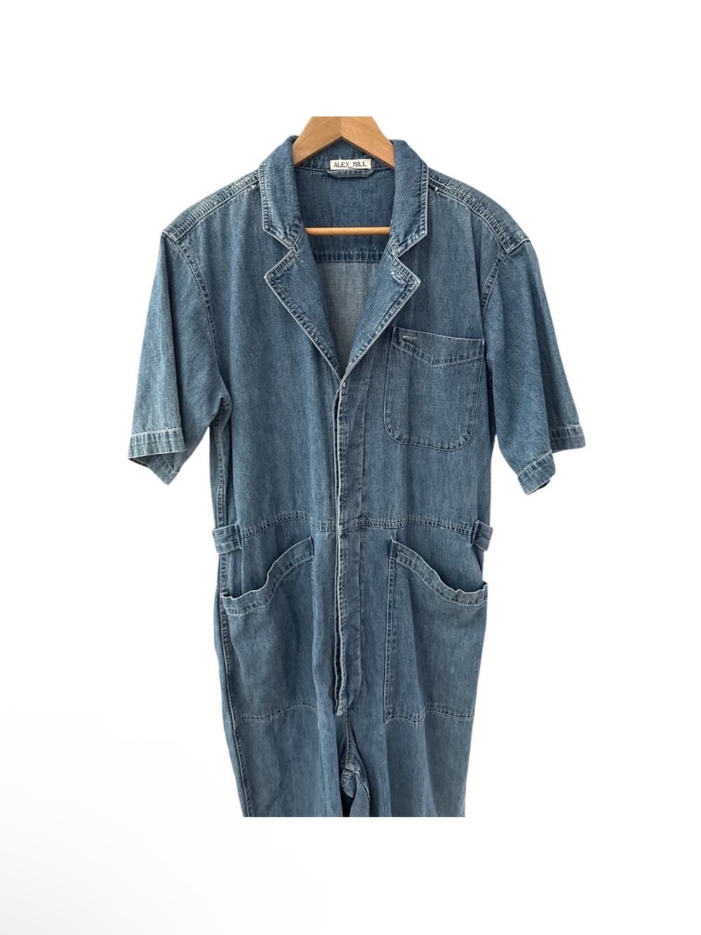 Alex Mill Standard Short Sleeve Denim Jumpsuit Coveralls Flight Suit Small - Picture 7 of 10